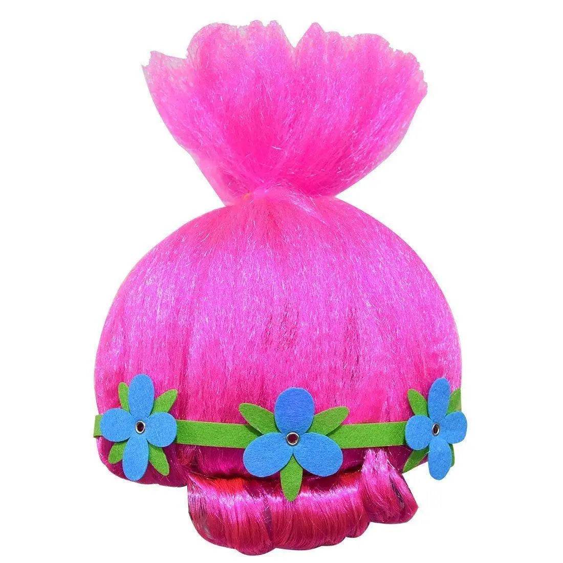 Kids Girl Trolls 2 World Tour Queen Poppy Costume Jumpsuit With Vest Wig - Ecosfun
