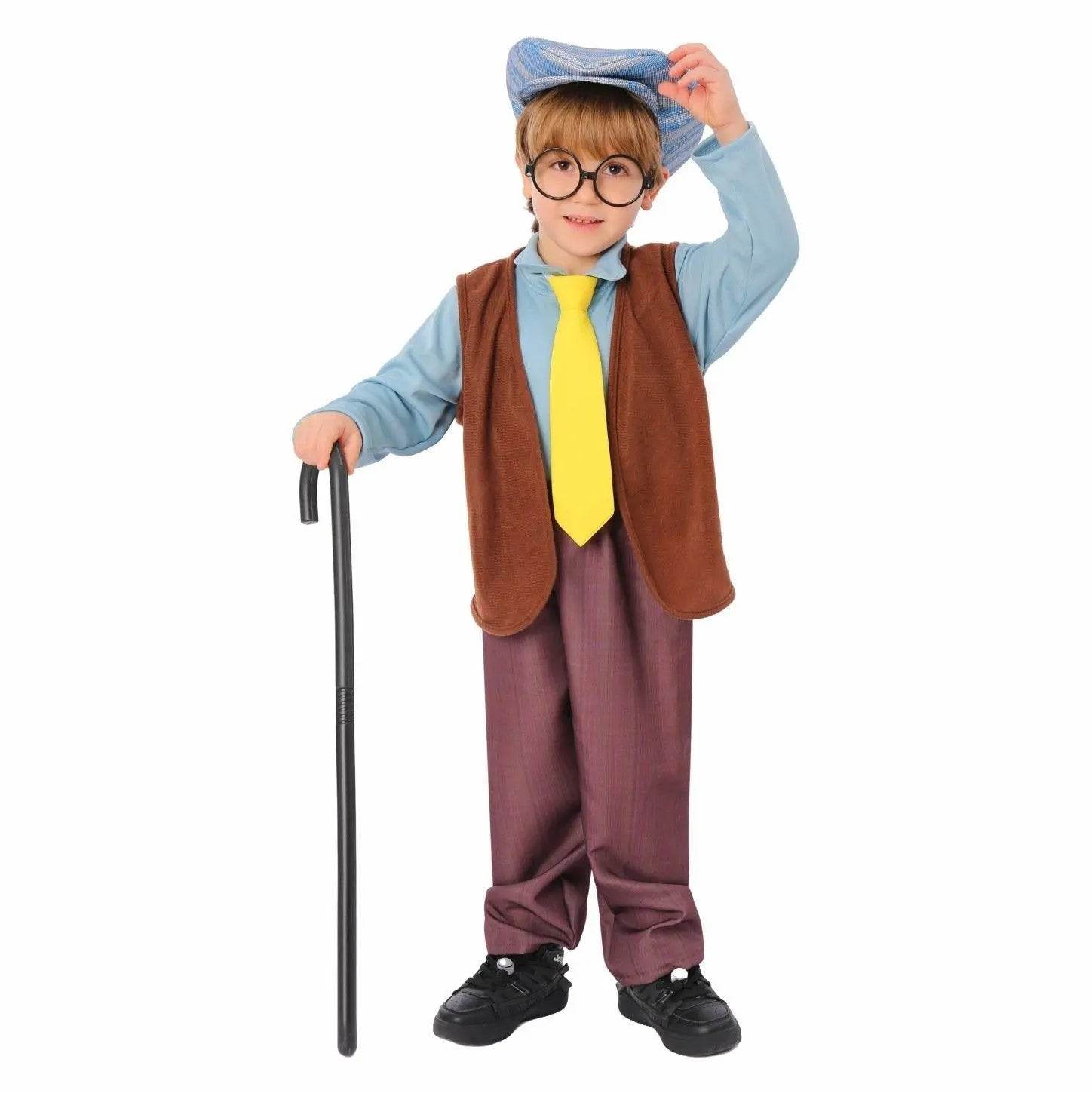 Kids Grandpa Old Man Christmas Costume Festive Role Play Outfit for School Performances - Ecosfun