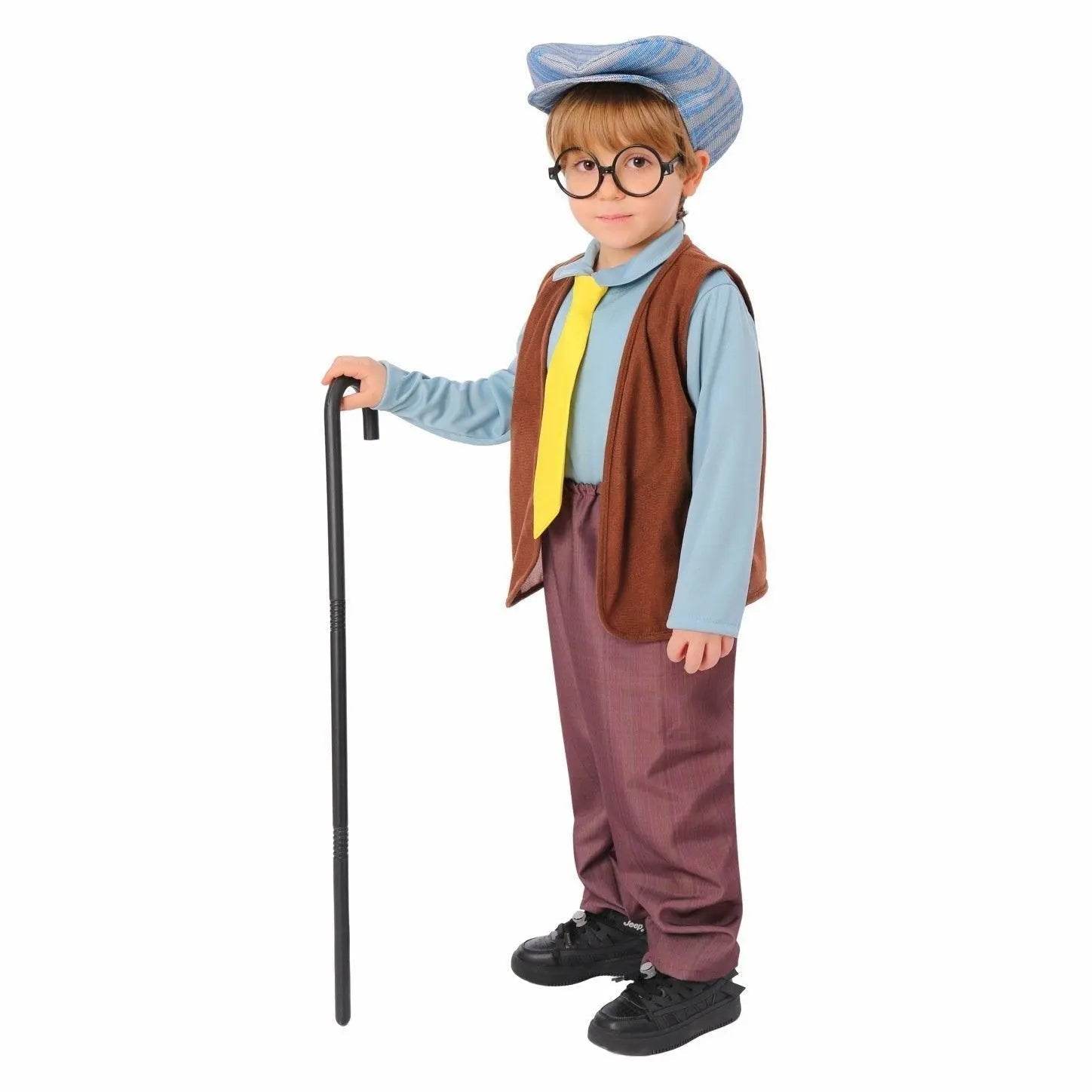 Kids Grandpa Old Man Christmas Costume Festive Role Play Outfit for School Performances - Ecosfun