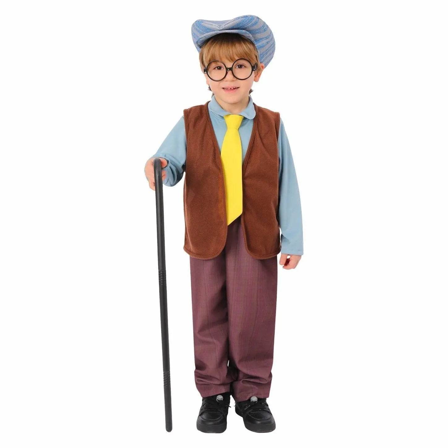 Kids Grandpa Old Man Christmas Costume Festive Role Play Outfit for School Performances - Ecosfun