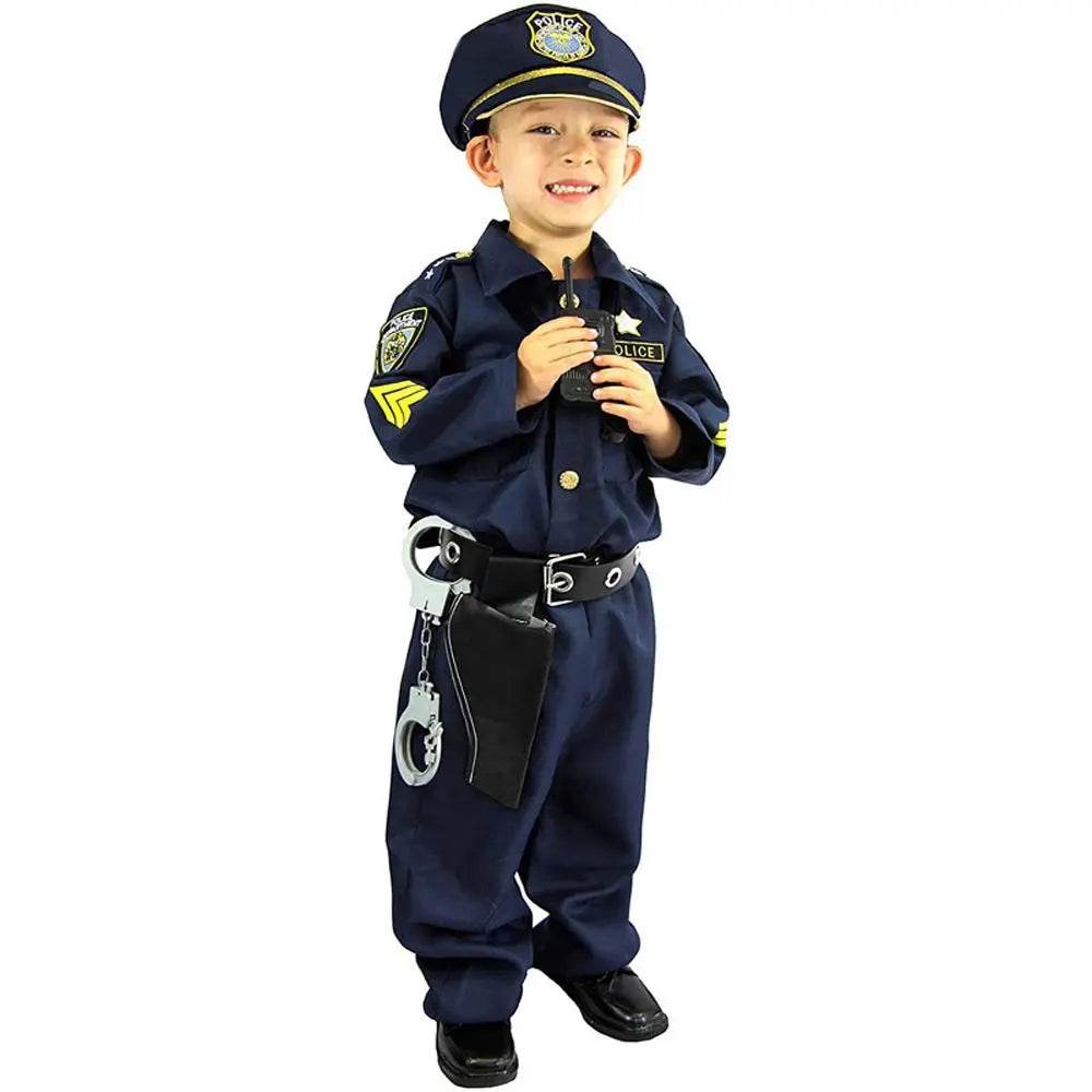 Kids Police Cop Costume for Boys Police Office Costume Halloween Cosplay Party - Ecosfun