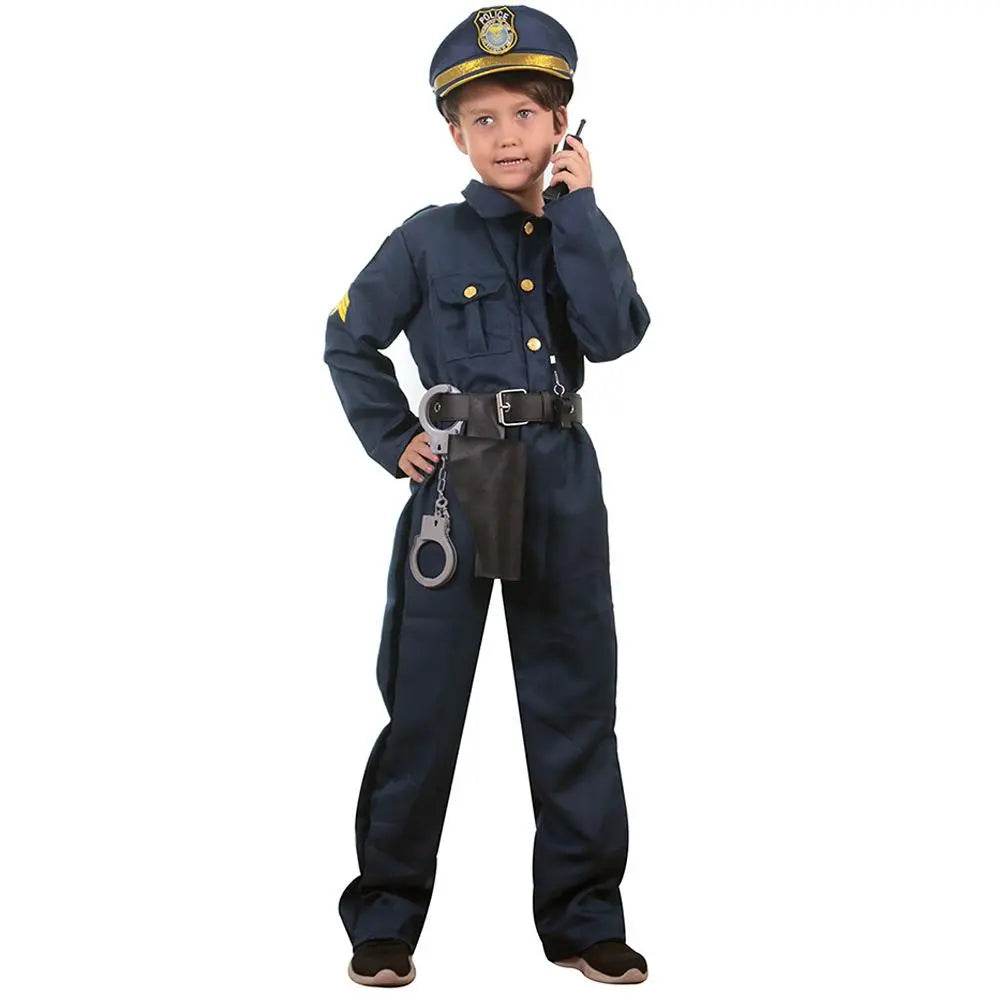 Kids Police Cop Costume for Boys Police Office Costume Halloween Cosplay Party - Ecosfun