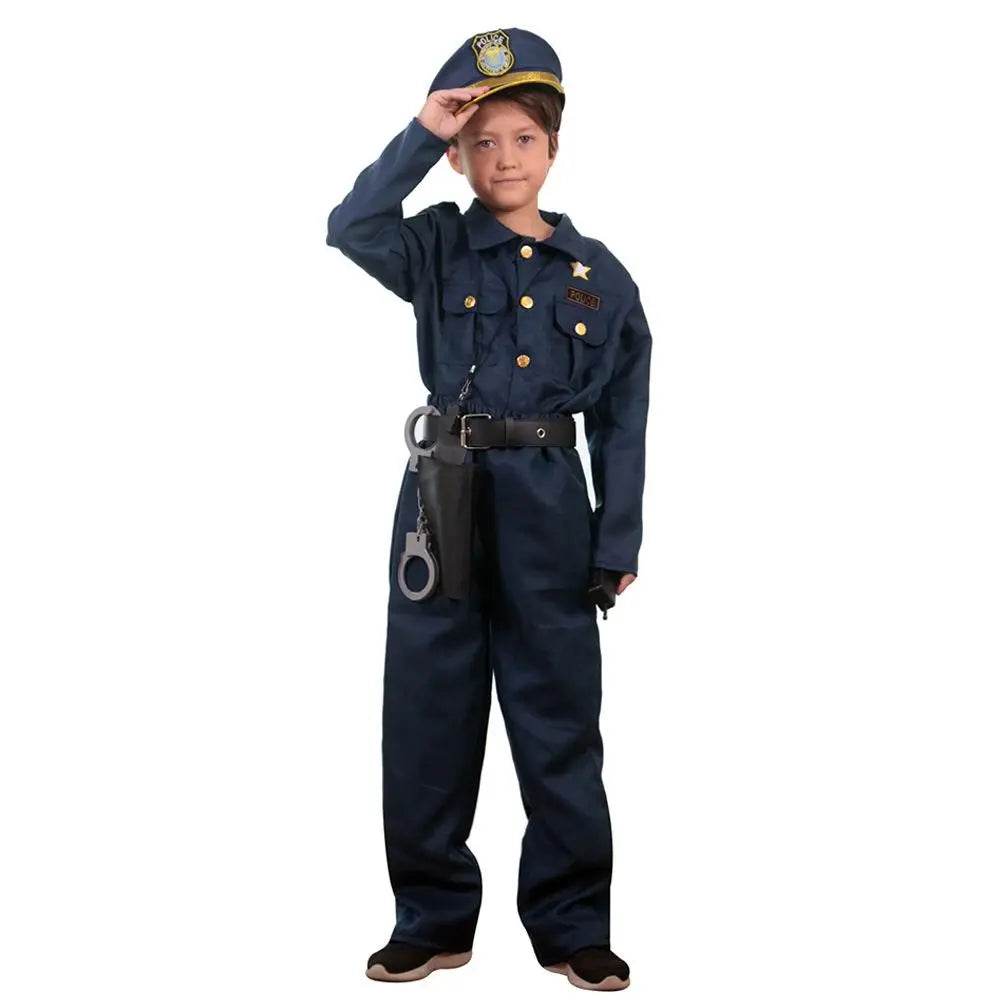 Kids Police Cop Costume for Boys Police Office Costume Halloween Cosplay Party - Ecosfun