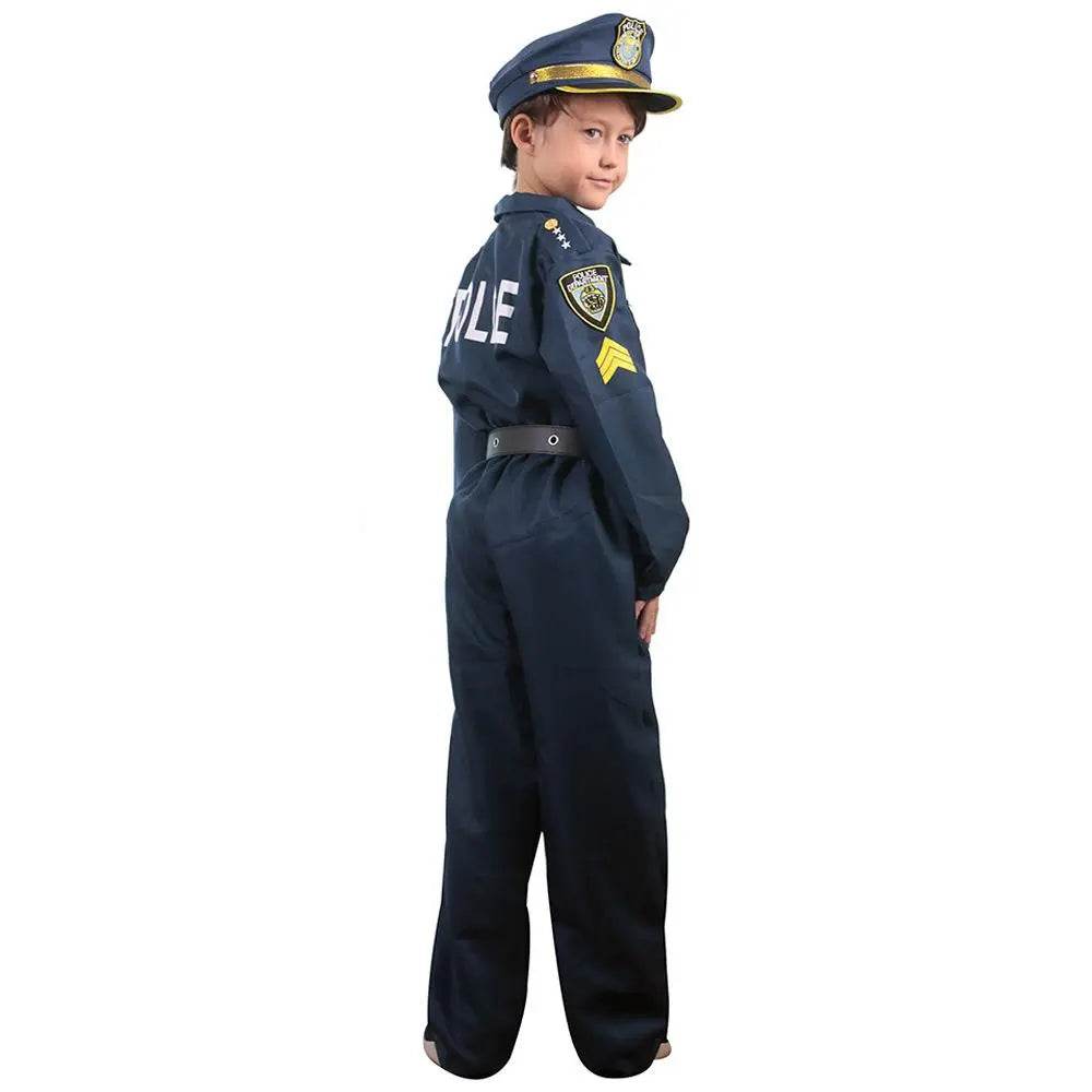 Kids Police Cop Costume for Boys Police Office Costume Halloween Cosplay Party - Ecosfun