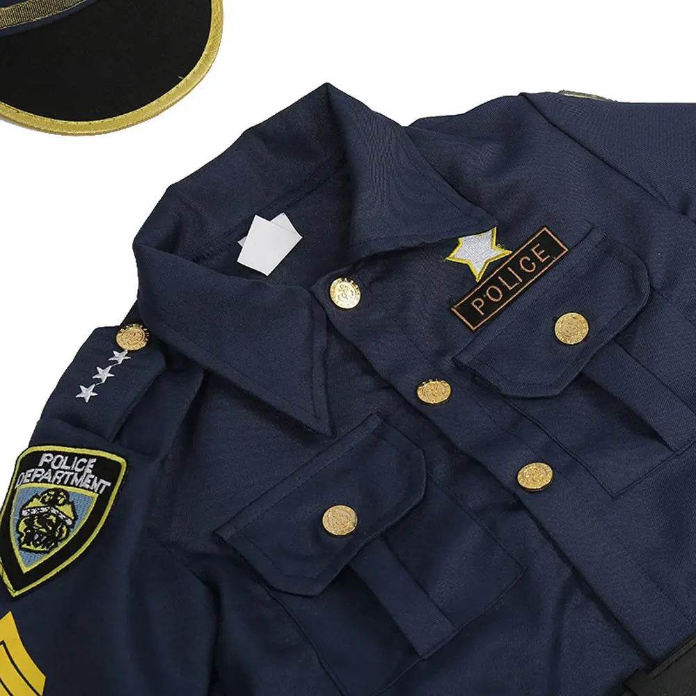 Kids Police Cop Costume for Boys Police Office Costume Halloween Cosplay Party - Ecosfun