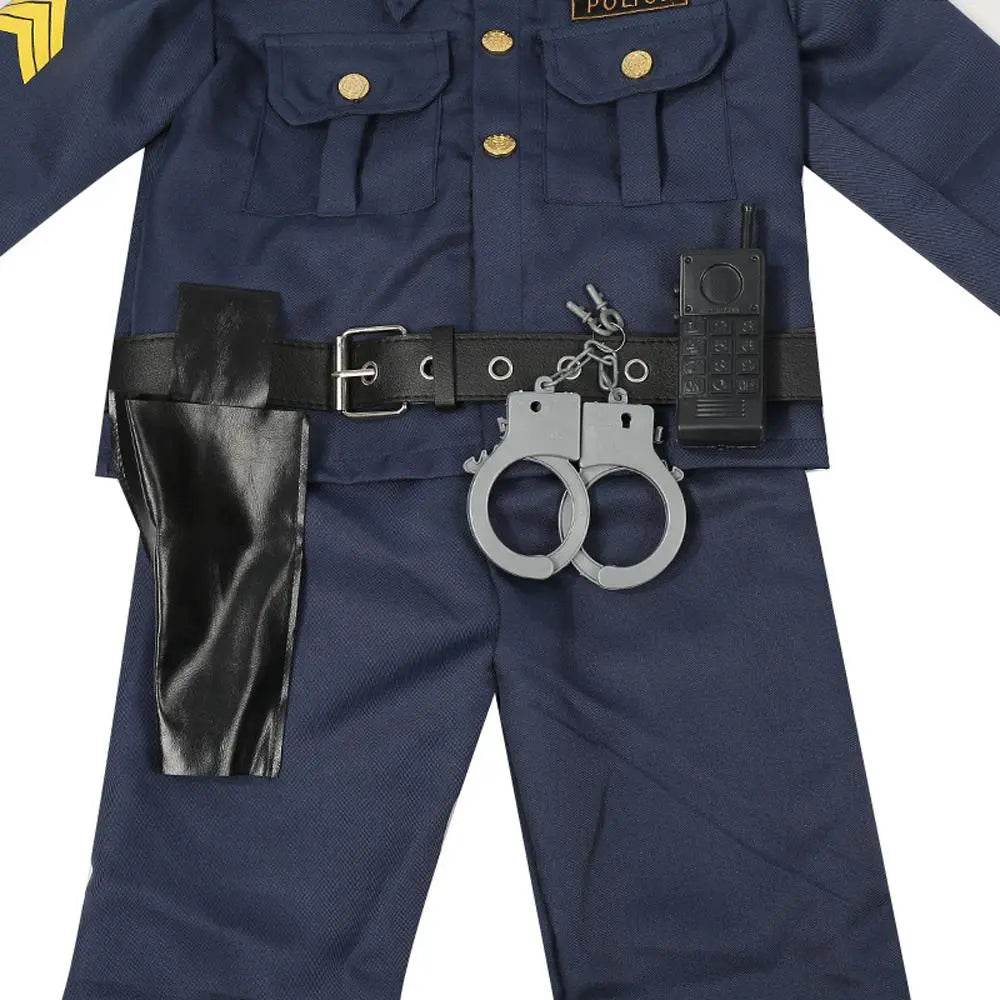 Kids Police Cop Costume for Boys Police Office Costume Halloween Cosplay Party - Ecosfun