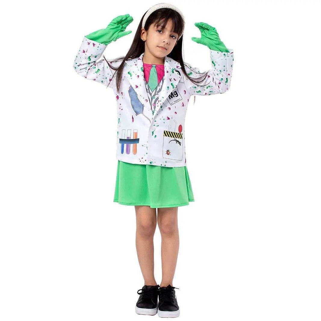 Kids Scientist Halloween Costume Funny Role Play Outfit for Girls' Stage Performances - Ecosfun