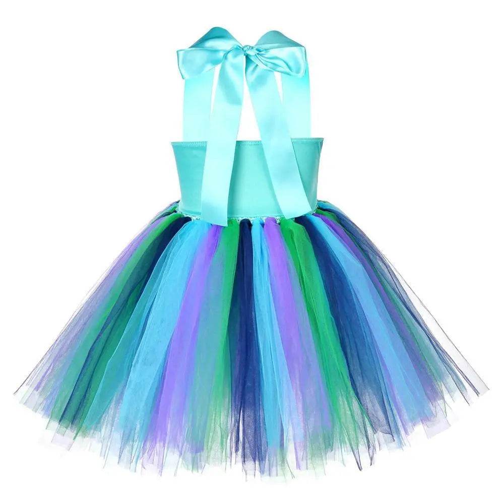Kids Sequin Peacock Feather Costume Girls Easter Carnival Party Dress - Ecosfun