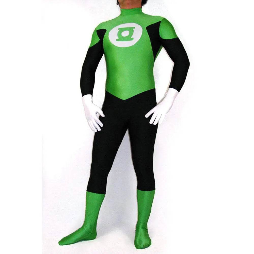 Male Green Lantern Bodysuit Lycra Spandex Zentai Cosplay Costume - Ecosfun