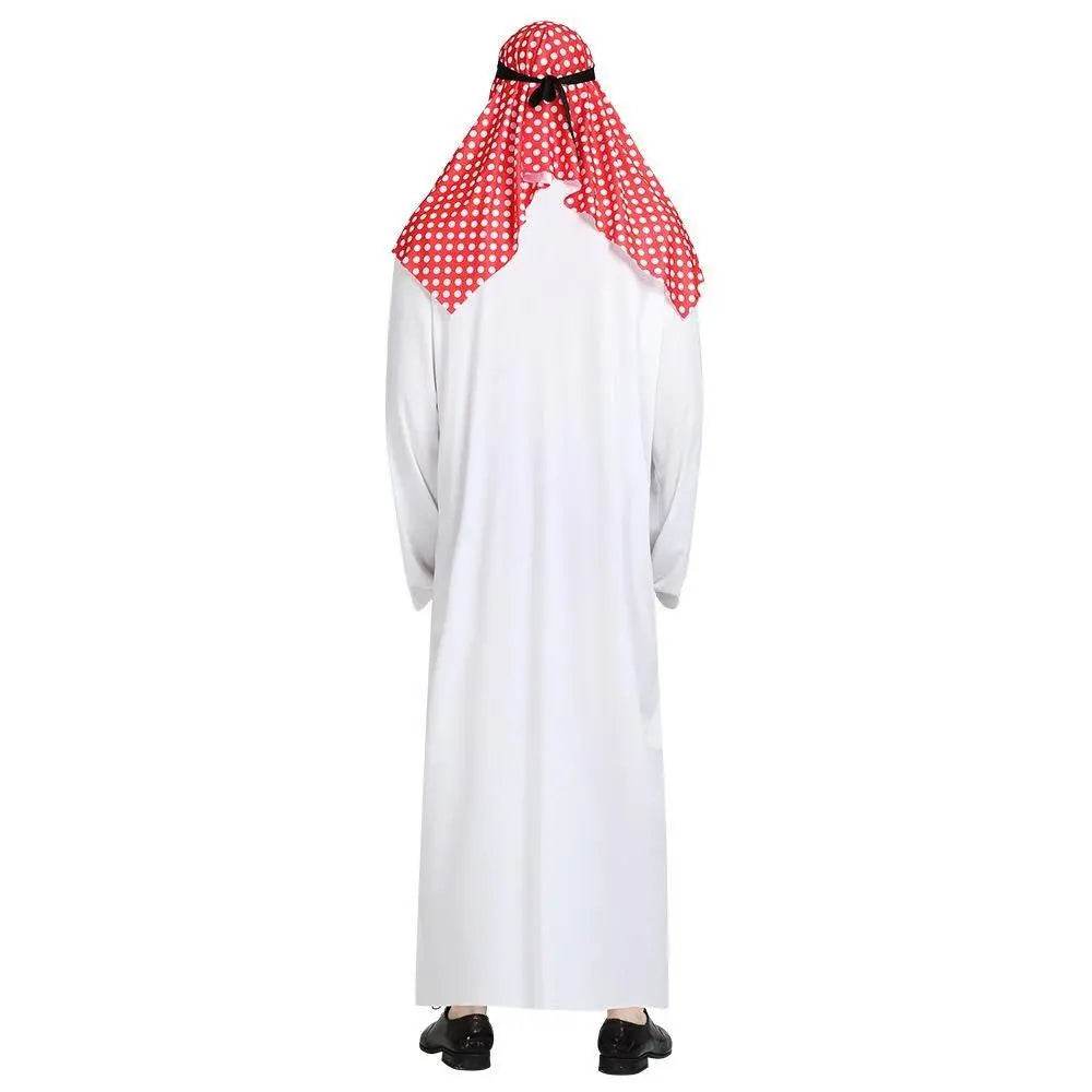Middle East Dubai Prince adult male White Arab Red turban performance stage costume Cosplay - Ecosfun
