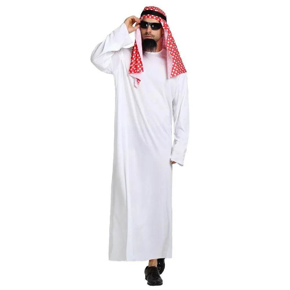 Middle East Dubai Prince adult male White Arab Red turban performance stage costume Cosplay - Ecosfun