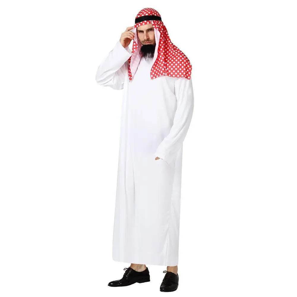 Middle East Dubai Prince adult male White Arab Red turban performance stage costume Cosplay - Ecosfun
