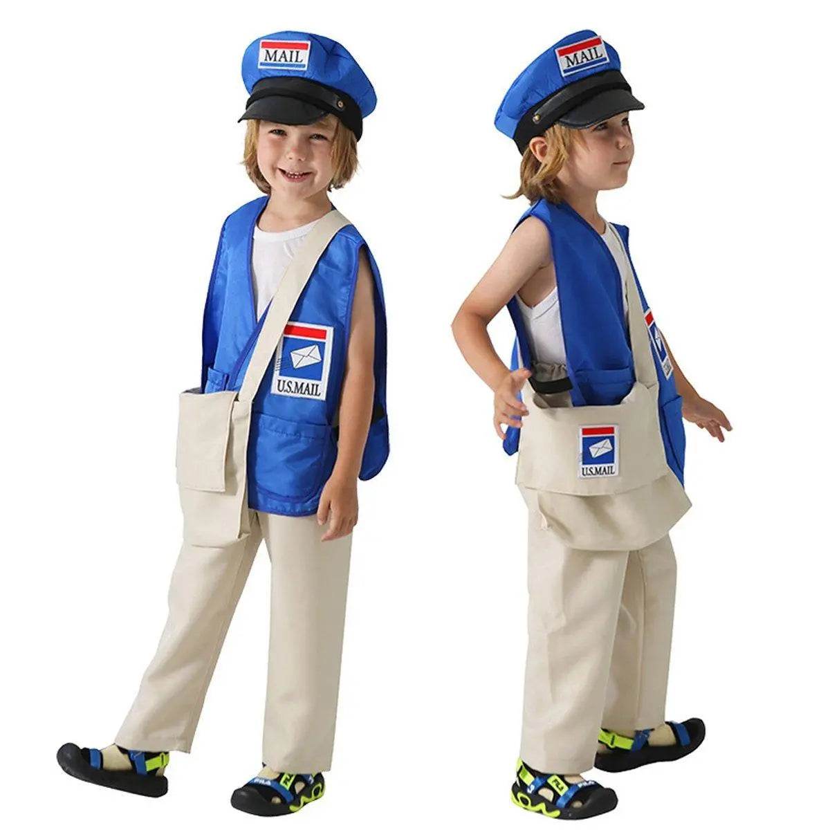 Postman Courier Uniform Kids Party Suit Cosplay Costumes Halloween - Ecosfun