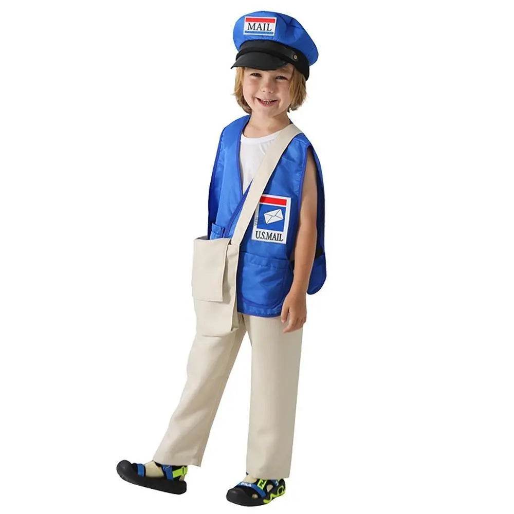 Postman Courier Uniform Kids Party Suit Cosplay Costumes Halloween - Ecosfun