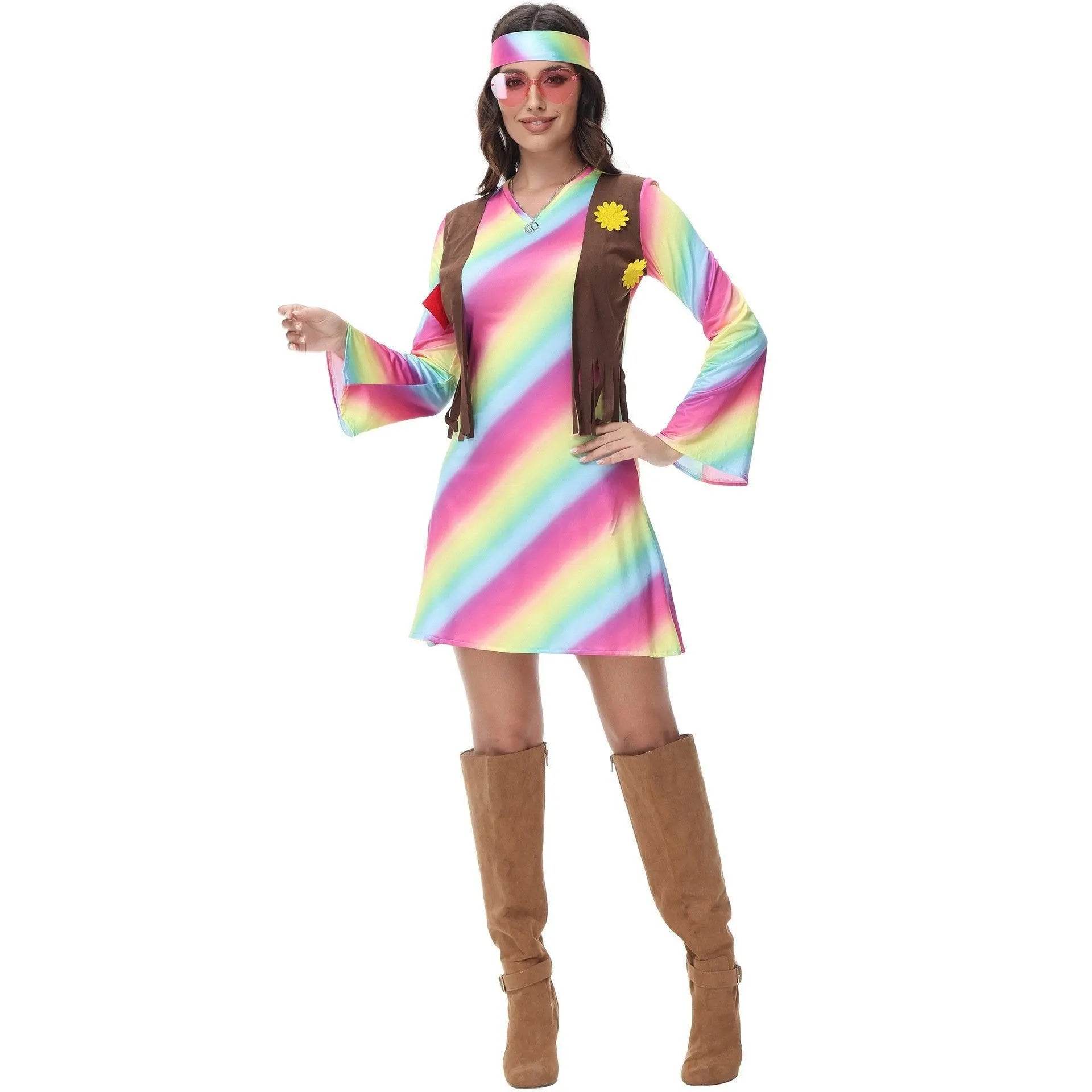 Retro Disco 80s Costumes Vintage Cosplay Halloween Outfit Fancy Dress - Ecosfun