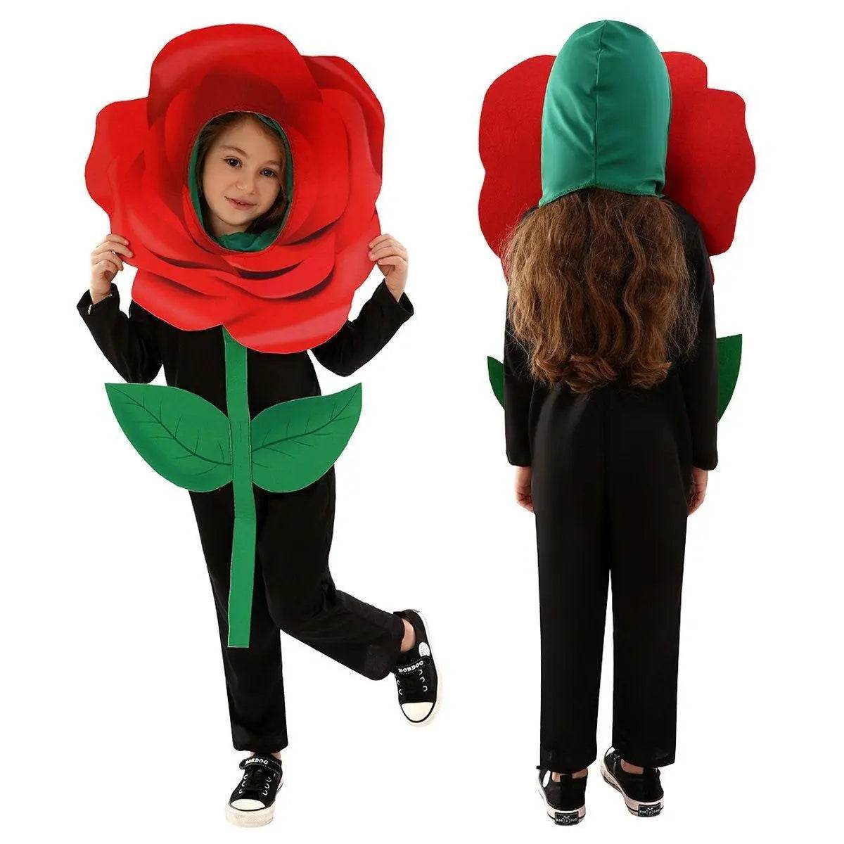 Rose Flower Children's Day Kids Jumpsuit Stage Party Cosplay Costumes - Ecosfun