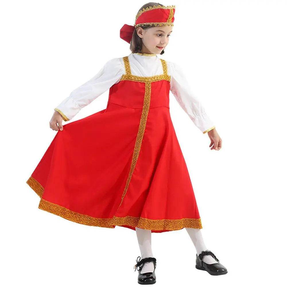 Russian Girls Cosplay Costume Ethnic Dress Halloween National Oufit Dresses Stage Performances - Ecosfun