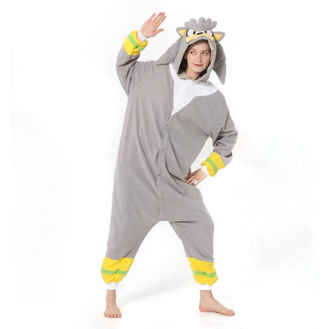 Silver the Hedgehog kigurumi onesies anime pajamas Costume - Ecosfun