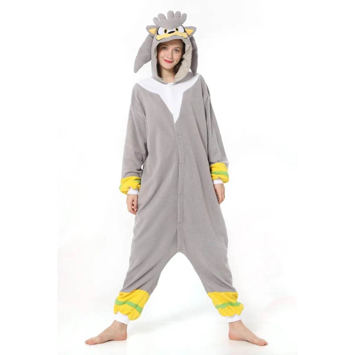 Silver the Hedgehog kigurumi onesies anime pajamas Costume - Ecosfun