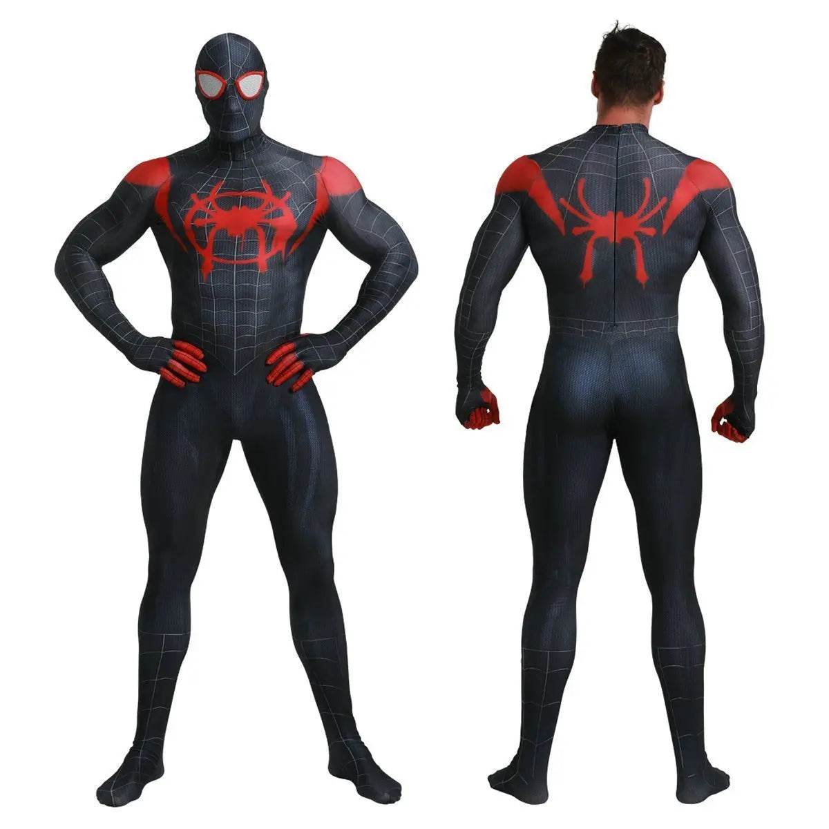 Spider-Man Into the Spider-Verse Miles Morales Costume Adults Cosplay Party Jumpsuit Halloween - Ecosfun