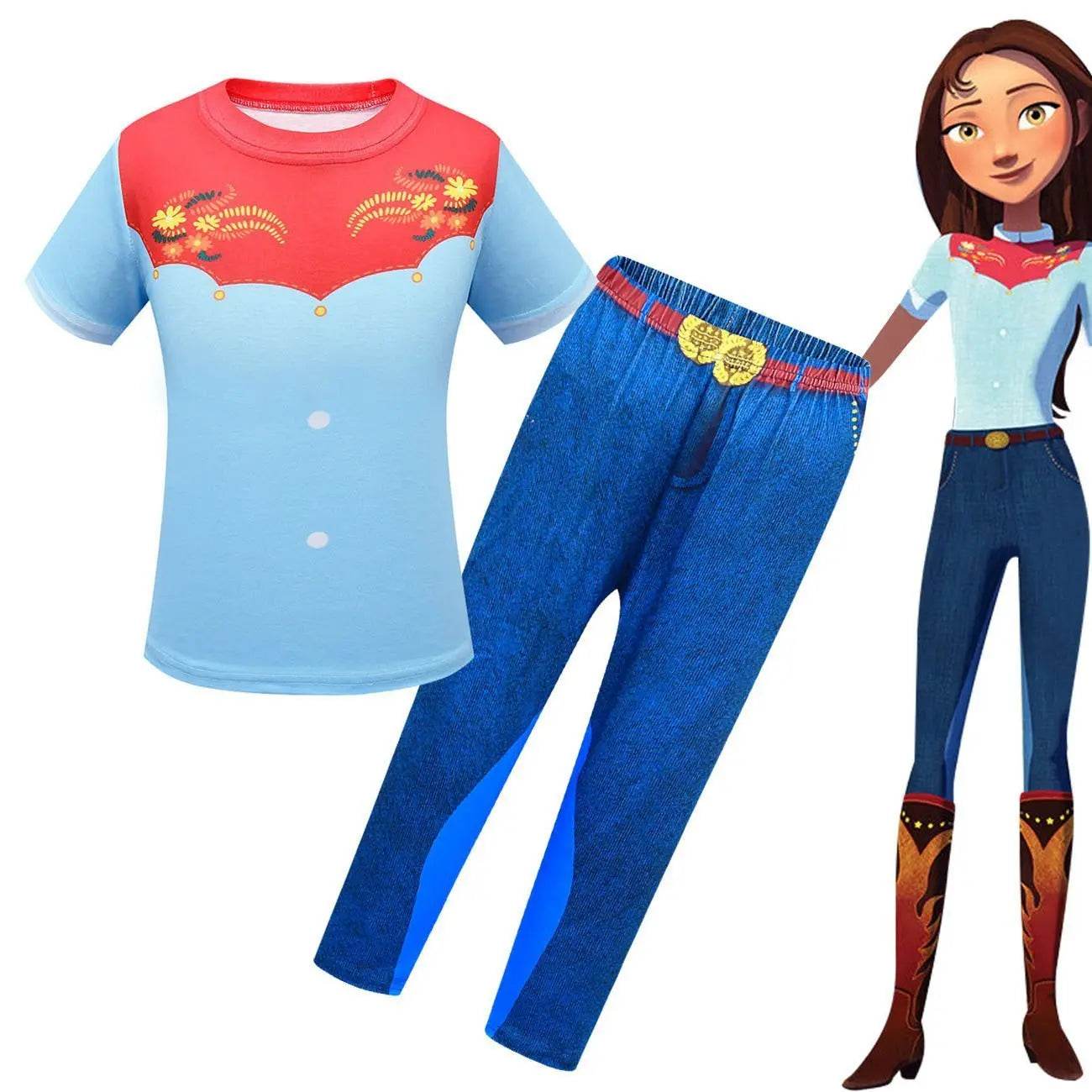 Spirit Lucky Costumes Sets Short Sleeve Trousers Two Piece Set for Girls - Ecosfun