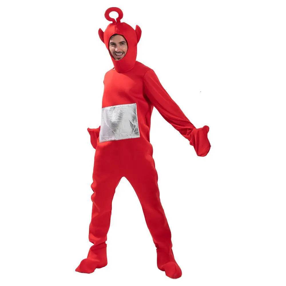Teletubbies Pajamas Tinky Winky Dipsy Po Laa-Laa Coral Fleece Pajamas Onesies for Adults - Ecosfun
