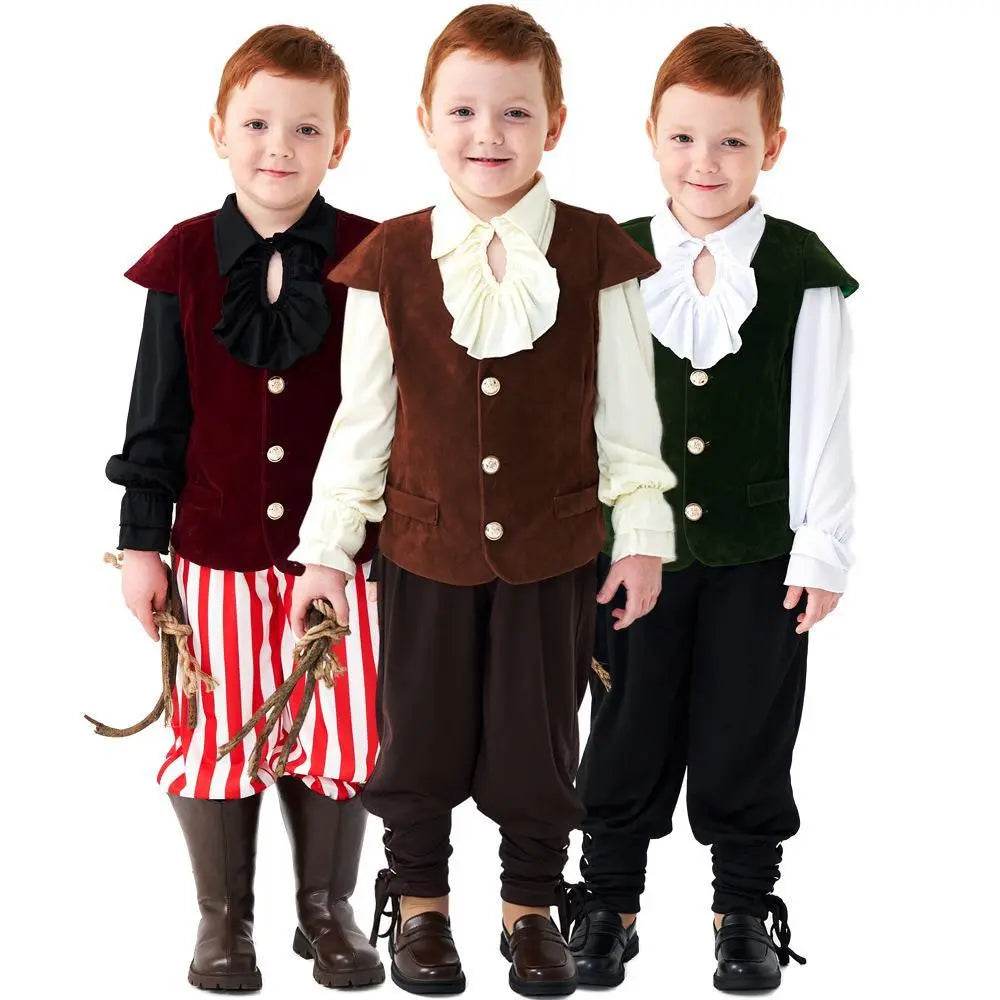 Vampire renaissance victorian pirate costume knight Children Halloween carnival for kids - Ecosfun