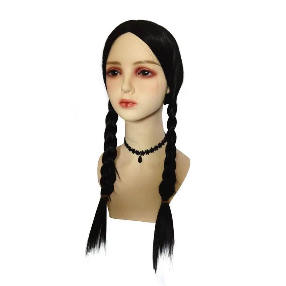 Wednesday Addams Wig The Addams Family Cosplay Black middle part braid wigs For Adult - Ecosfun