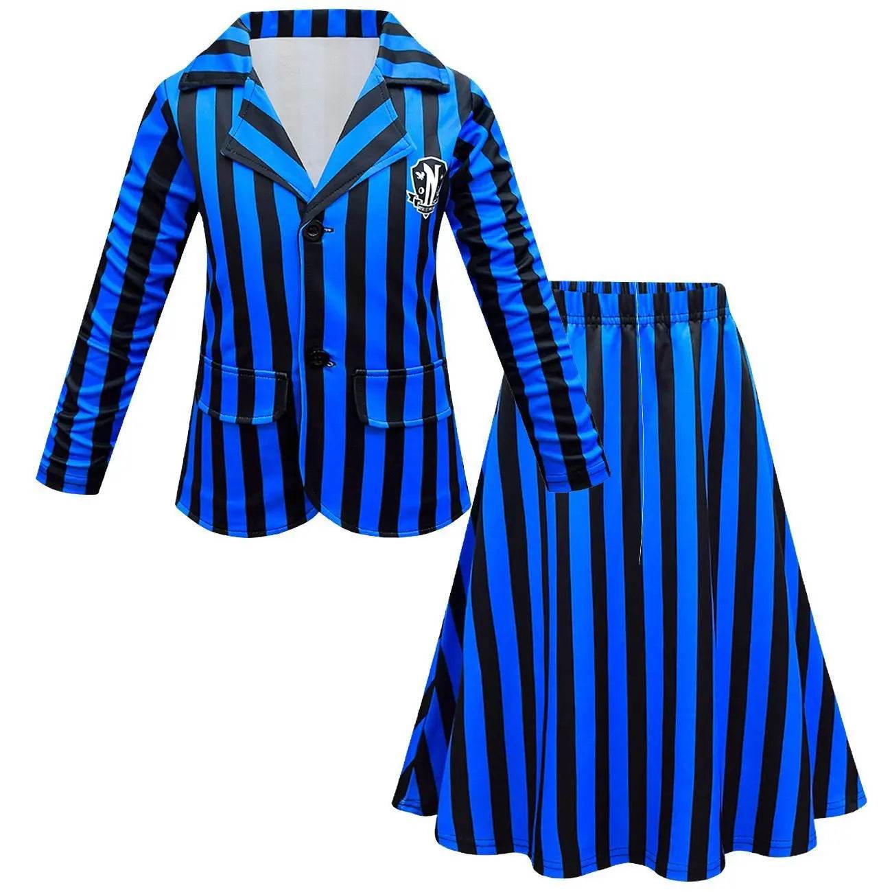 Wednesday Costume The Addams Family Cosplay Long Sleeve suit skirt For Kids - Ecosfun