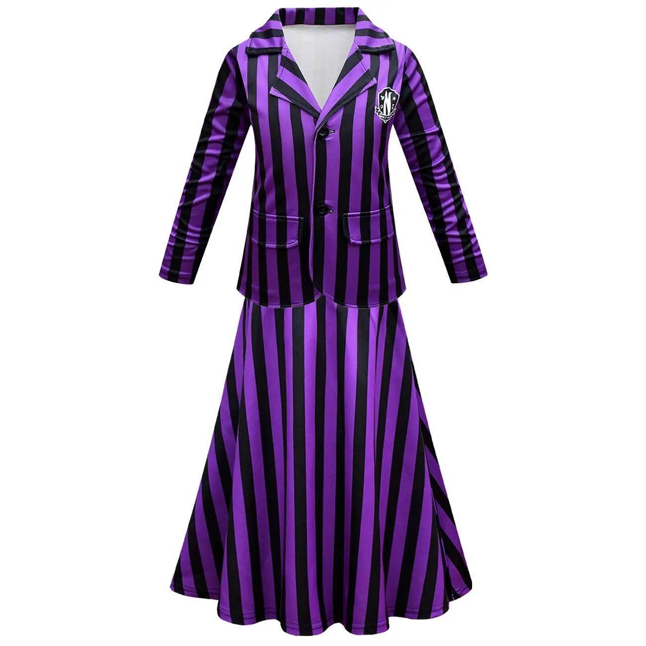 Wednesday Costume The Addams Family Cosplay Long Sleeve suit skirt For Kids - Ecosfun