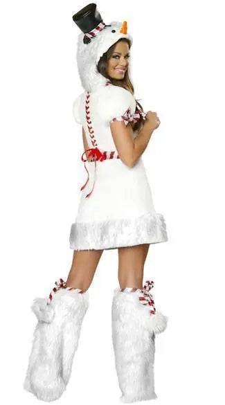 White Snowman Costume Woman Dress Halloween Christmas Party Wear - Ecosfun