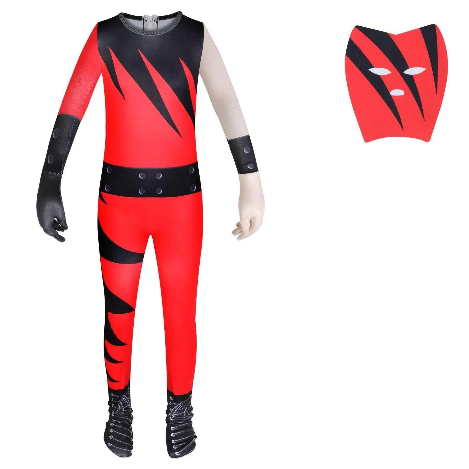 Wrestler Kane Cosplay Costume Jumpsuit Romper Outfit Stage Performance Party Halloween for Kids Boys - Ecosfun