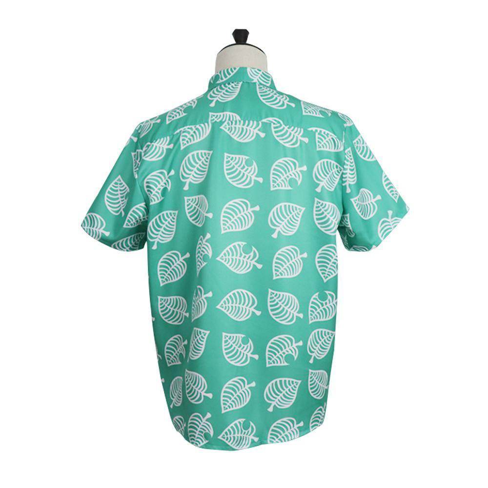 Animal Crossing Button Up Shirt Costume Cosplay Leaf Tee Shirts Top Halloween Outfit Dress Up For Adults - Ecosfun