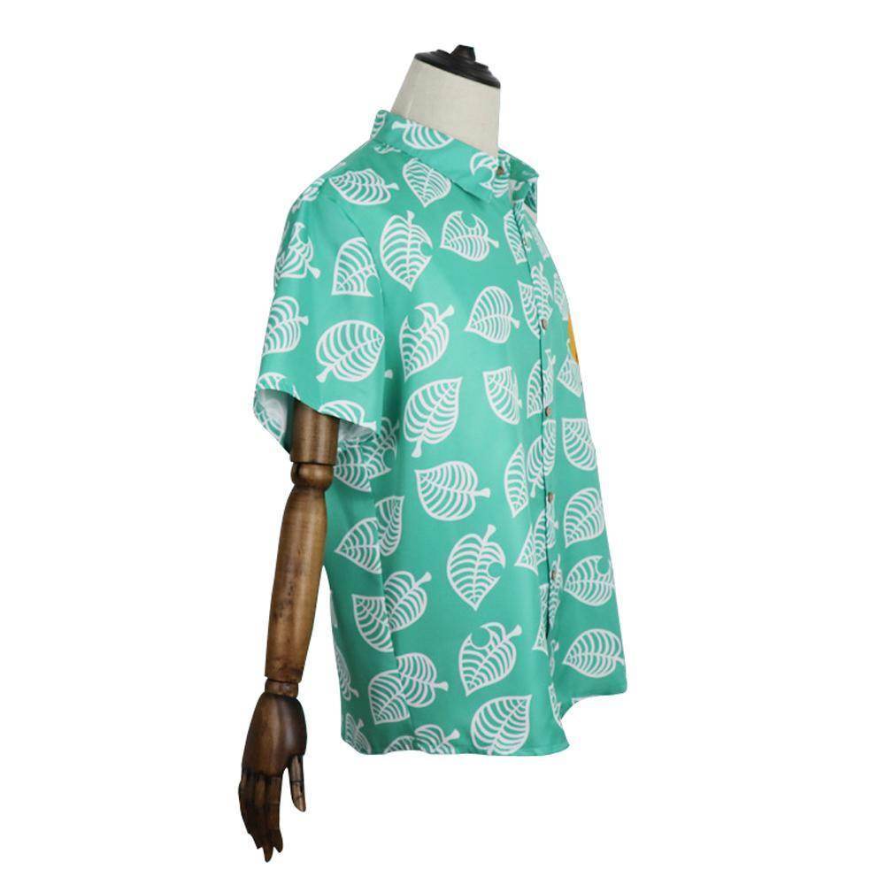Animal Crossing Button Up Shirt Costume Cosplay Leaf Tee Shirts Top Halloween Outfit Dress Up For Adults - Ecosfun