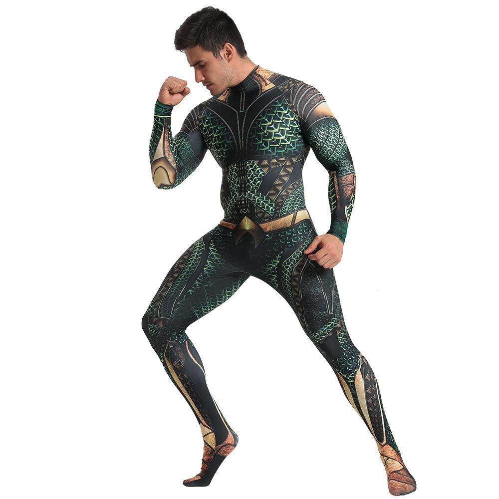 Aquaman Arthur Cosplay Zentai Jumpsuit Halloween Fancy Cosplay Costume - Ecosfun