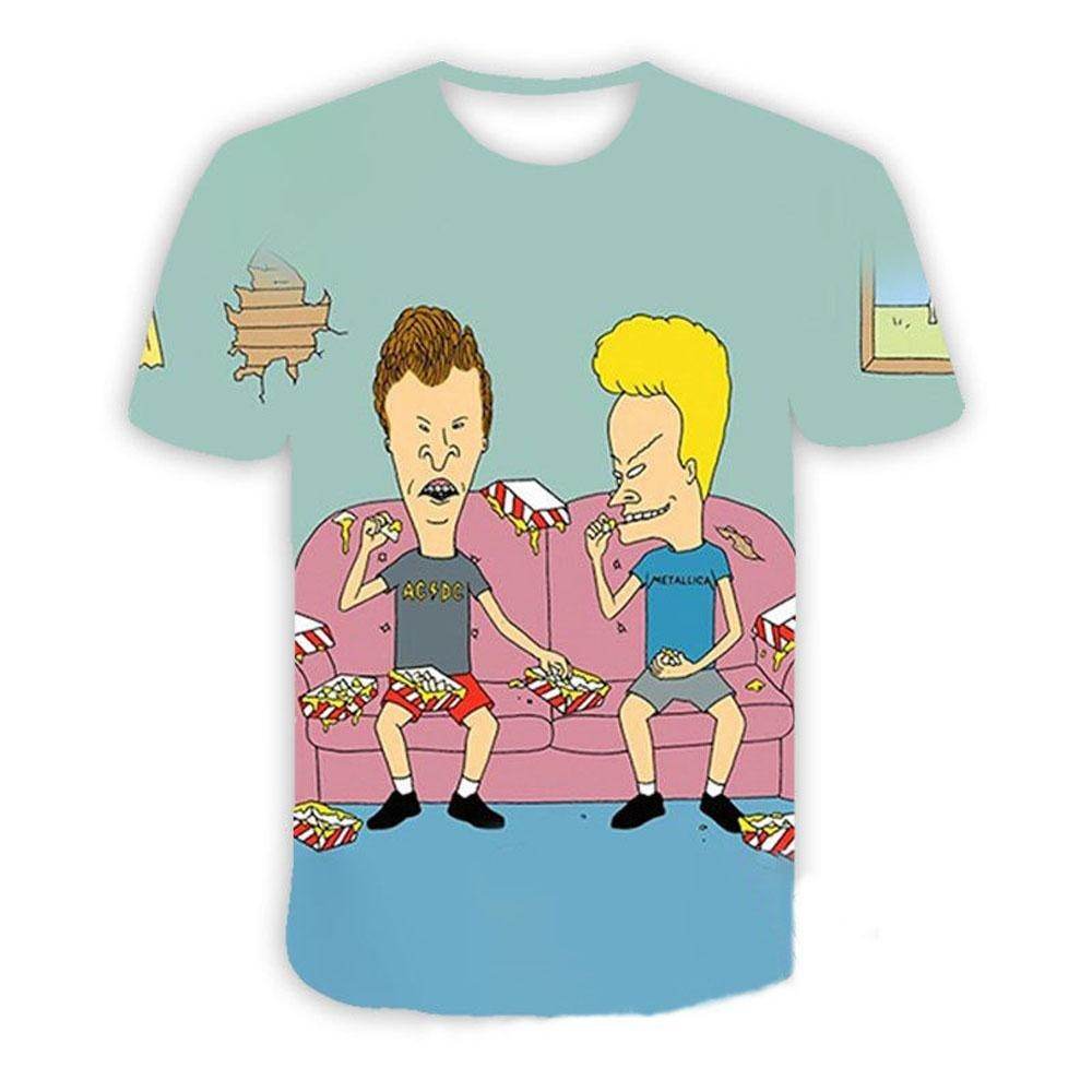 Beavis and butthead costumes round neck short sleeve men's 3D T-shirt - Ecosfun