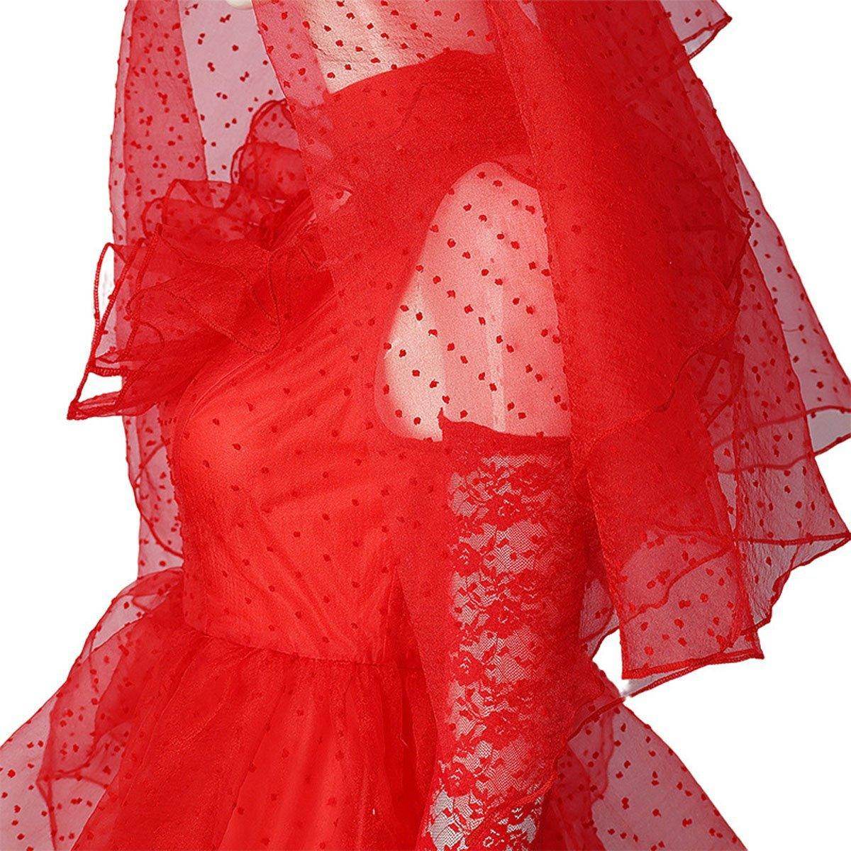 Beetlejuice Lydia Deetz Red wedding Dress Halloween Cosplay Costume For Women - Ecosfun