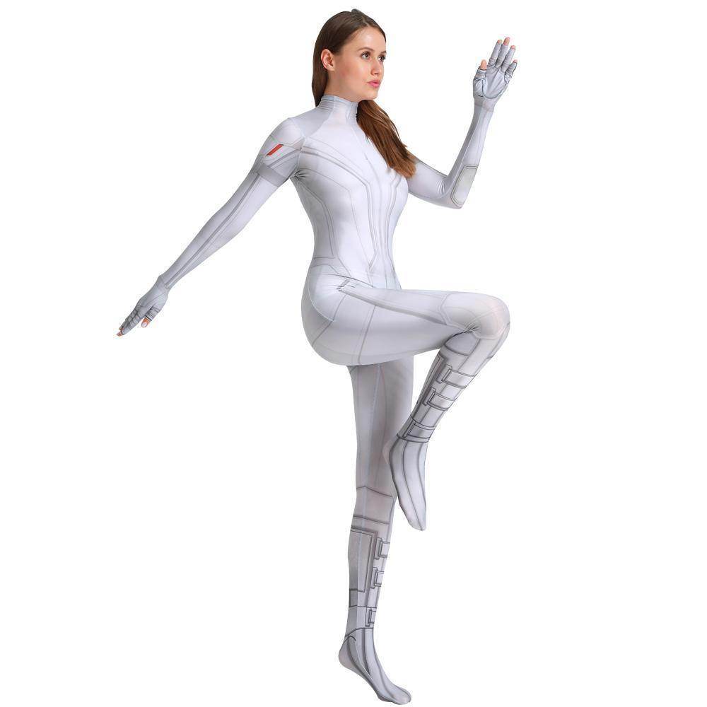 Black Widow White Cosplay Costume Zentai Bodysuit for Halloween Party - Ecosfun