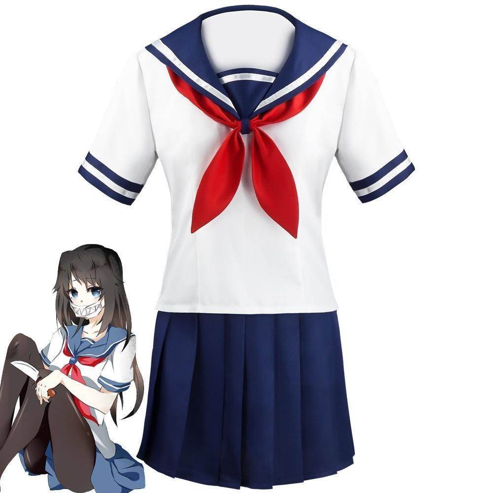 Game Yandere Simulator Cosplay Costume Uniform JK School Uniform Outfit Sailor Suit T-shirt Skirt for Women - Ecosfun