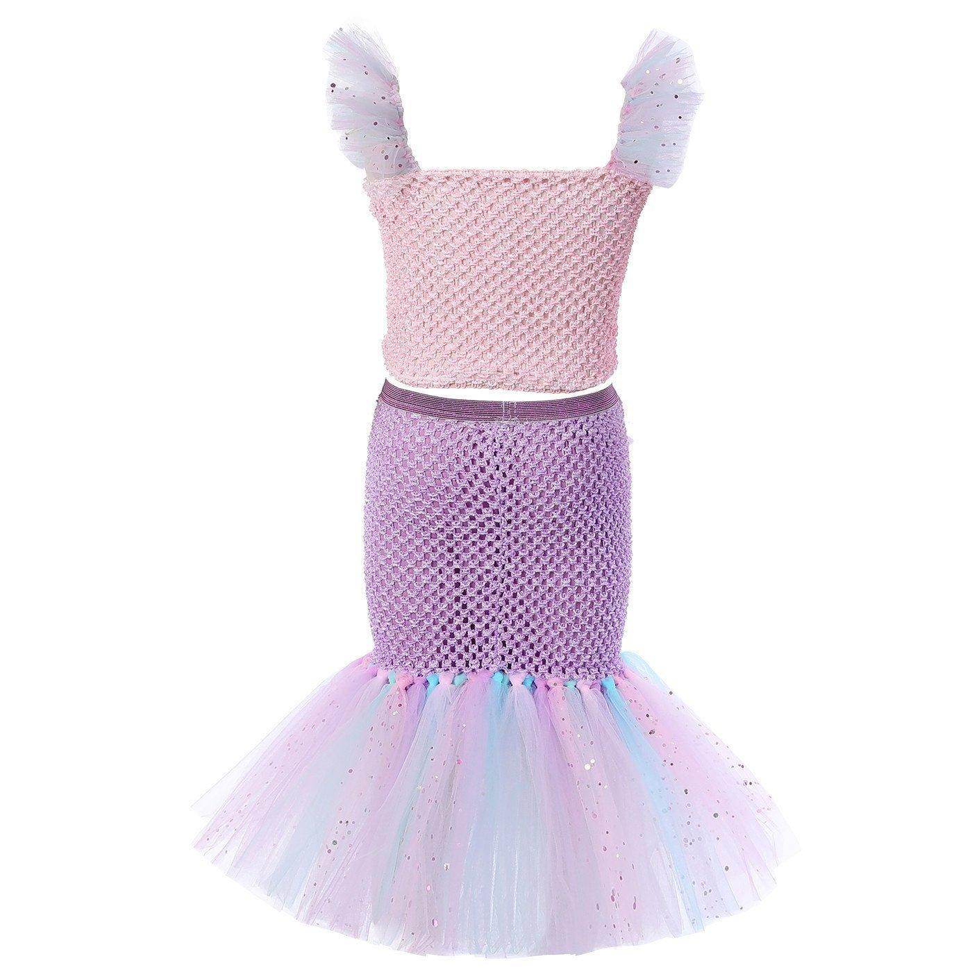 Mermaid Princess Costume Kids Girls Cosplay Party Tutu Dress Halloween Outfit - Ecosfun