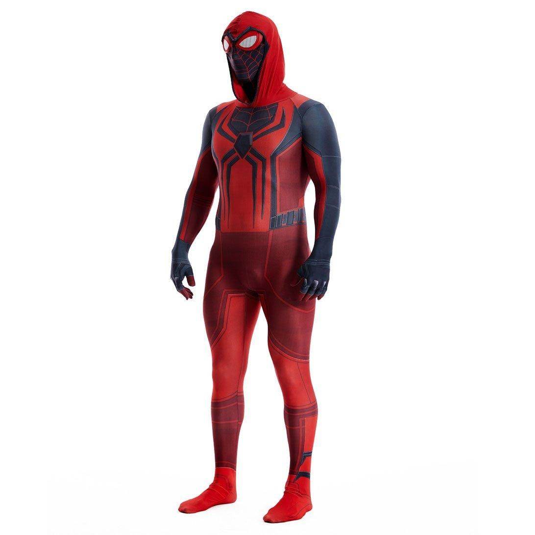 Miles Morales Crimson Cowl Spider Man Costume Red Cape Halloween Cosplay for Kids and Adults - Ecosfun