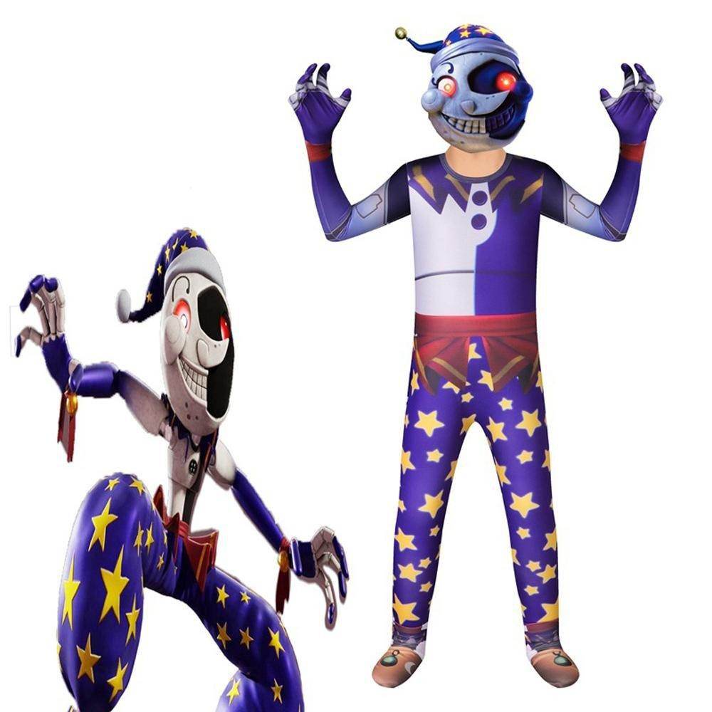Moondrop Sundrop FNFA Cosplay Costume Outfit Sun Moon Clown Costume Halloween for Kids - Ecosfun
