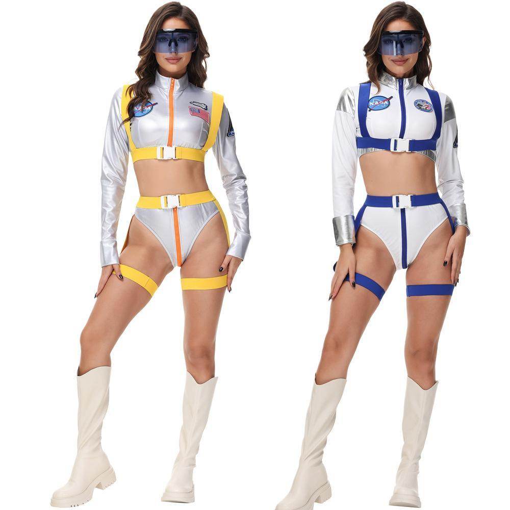 Nightclub Fun Gold Stamped Space Suit Astronaut Female Costume Music Festival Halloween - Ecosfun