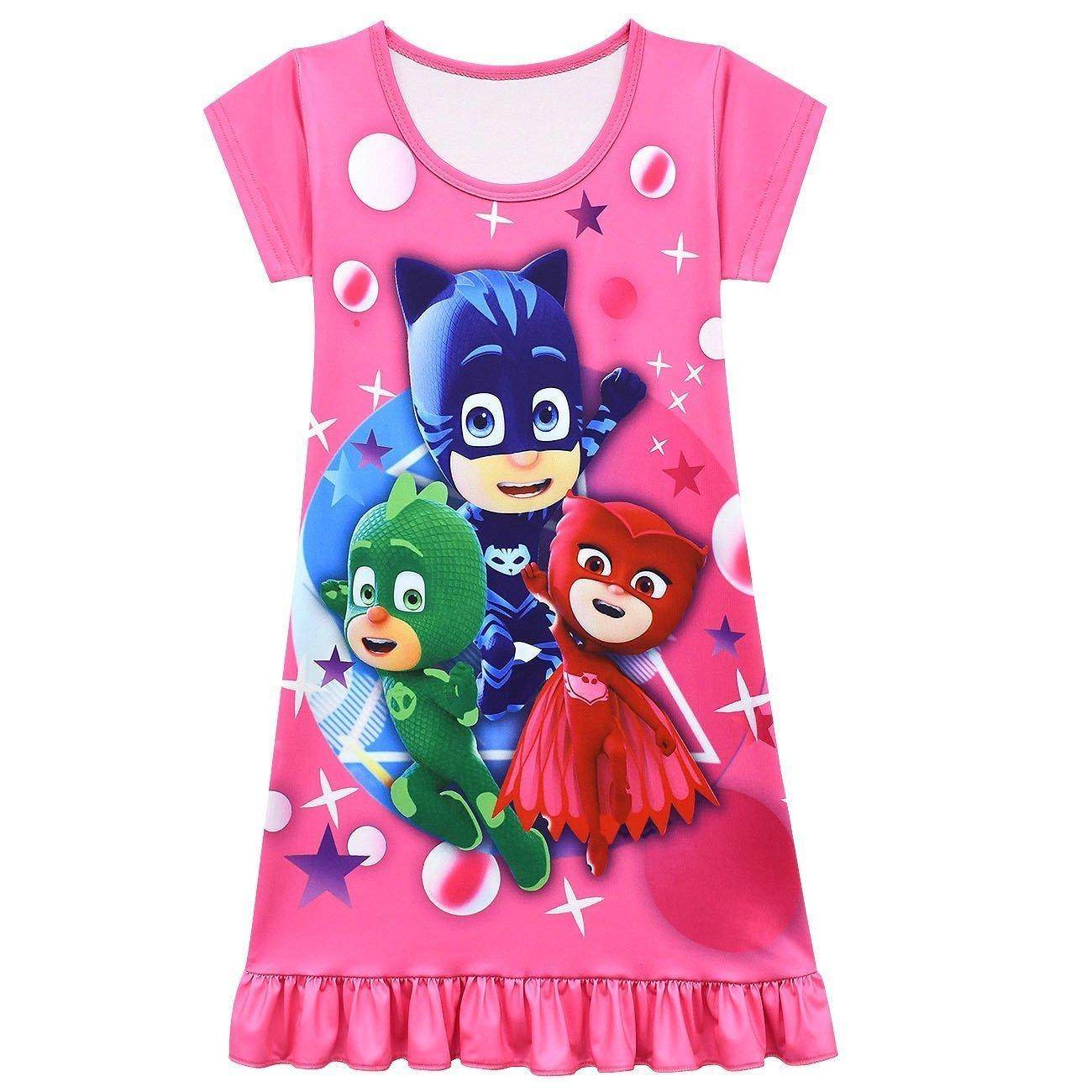 PJ Masks Pajamas Little Hero Nightgown for Toddler Kids Sleepwear Dress - Ecosfun