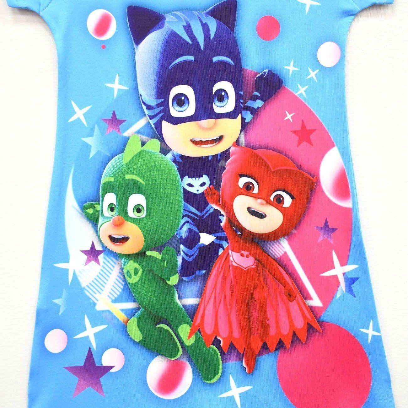 PJ Masks Pajamas Little Hero Nightgown for Toddler Kids Sleepwear Dress - Ecosfun
