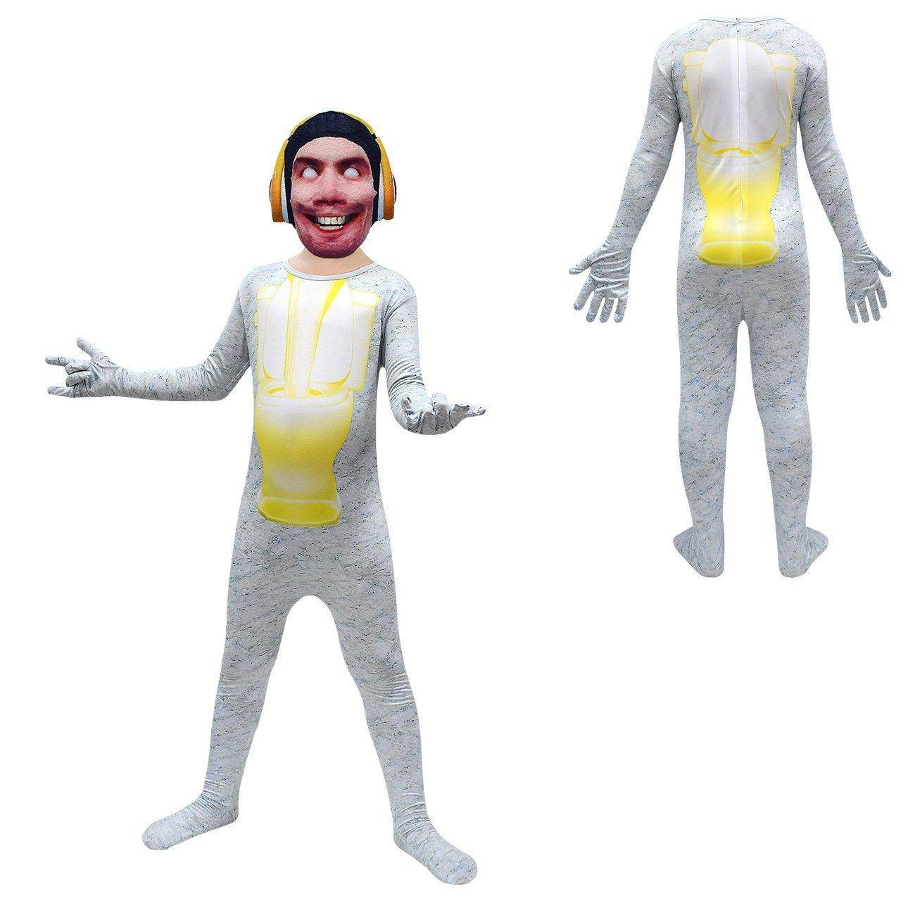 Skibidi Toilet White Jumpsuit Titan Tv man Cosplay Costume For Kids - Ecosfun