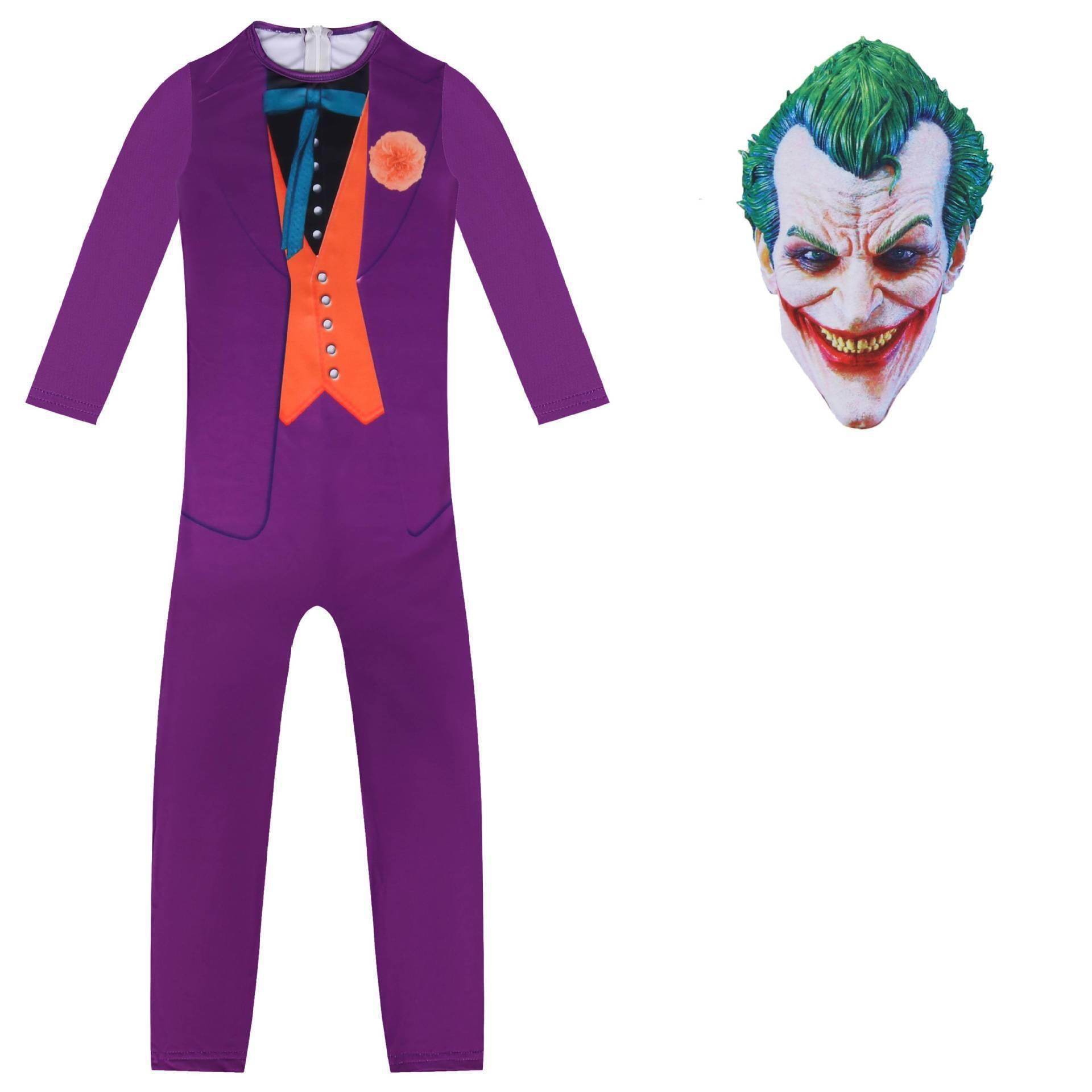 The Dark Knight Joker Cosplay Costume Halloween Jumpsuit Kids Bodysuit - Ecosfun