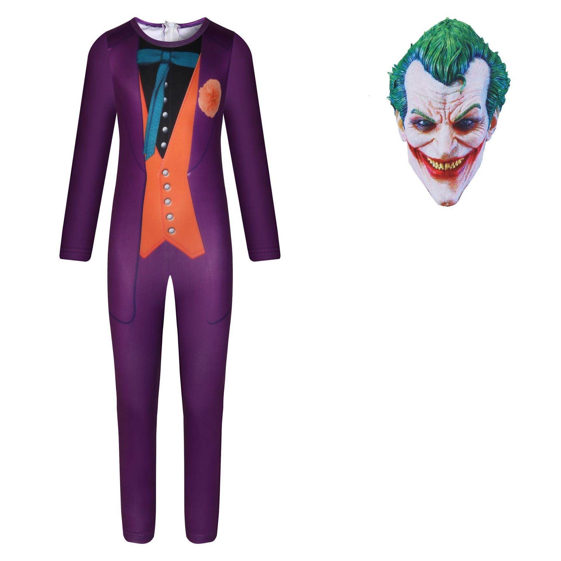 The Dark Knight Joker Cosplay Costume Halloween Jumpsuit Kids Bodysuit - Ecosfun