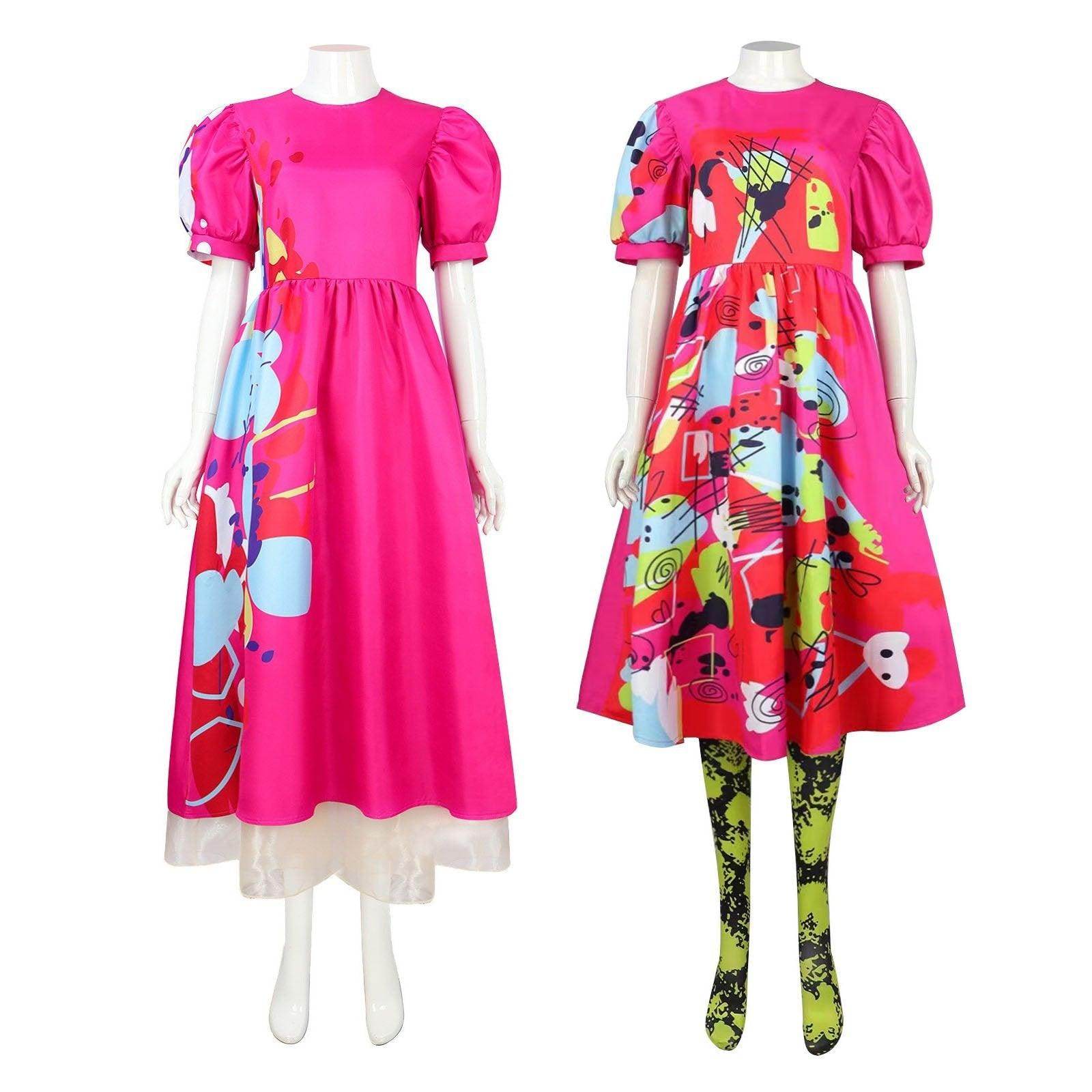 Weird Barbie Costume Movie Kate McKinnon Pink Dress Outfits Halloween Cosplay Adults - Ecosfun