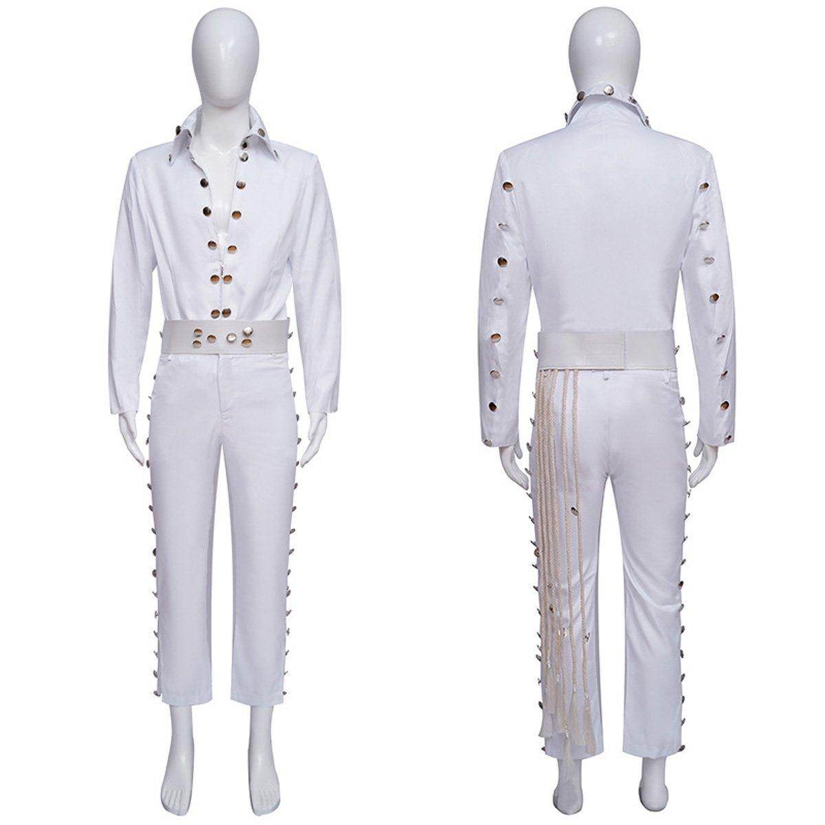 White Elvis Presley Cosplay Costume Halloween Carnival Suit For Adults - Ecosfun